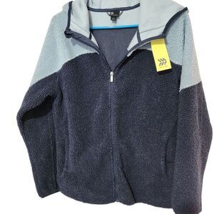 All In Motion Jacket Small Blue Sherpa Full Zip Secure Zip Pockets